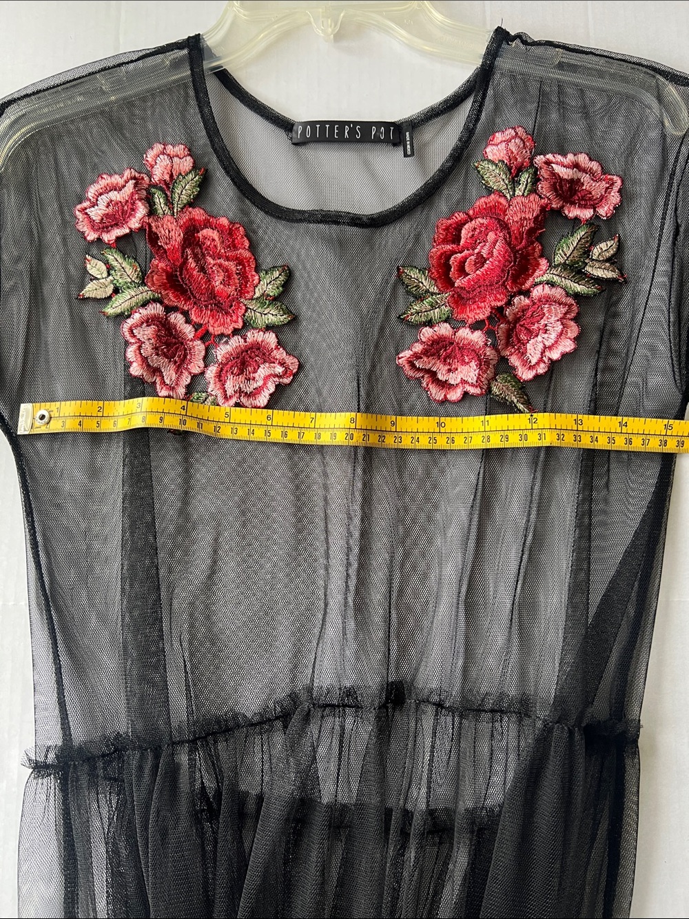 Forever 21 Black Sheer Mesh Dress with Pink Rose Embroidery - Women - Picture 4 of 6